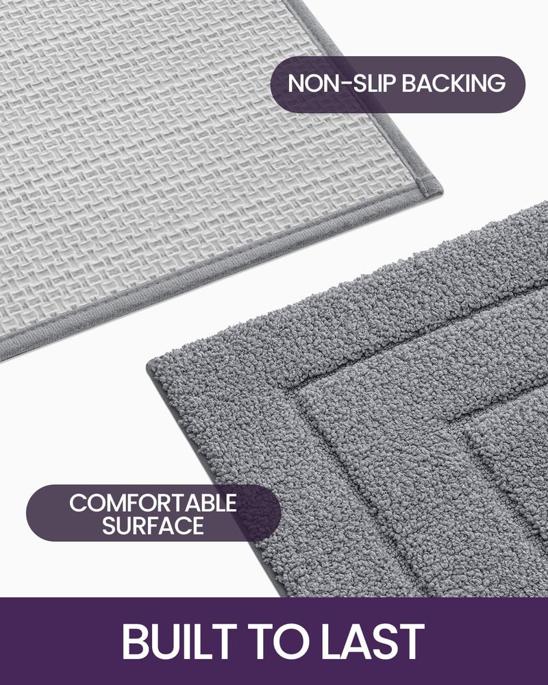 DEXI Bathroom Rug 43x24, Non Slip Washable Bath Mat for Shower Floor, Extra Large Absorbent Soft Bathmat with Rubber Backing, Quick Dry Microfiber Carpet, Grey - Image 4